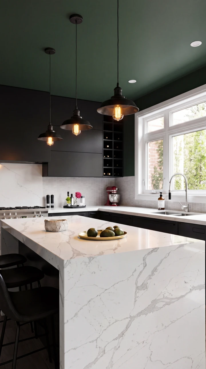 Mesada de cuarzo clara para cocina contemporánea
